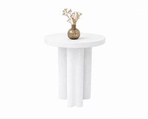 Stolik kawowy pomocniczy BULI A - 45 cm fornir dąb naturalny biały premium