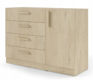 Komoda 120 cm Braga BRK2 mała z 4 szufladami i szafką - dąb cremona