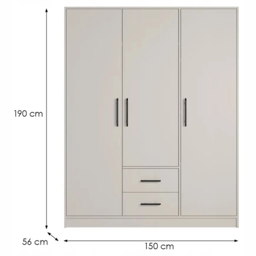 Duza-szafa-do-garderoby-150-cm-3-drzwiowa-2-szuflady-SMART-2-kaszmir-Stan-opakowania-oryginalne.jpg