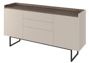 Komoda do salonu 166 cm z ryflowanymi frontami LAGO LG-03 - beż/dąb ciemny