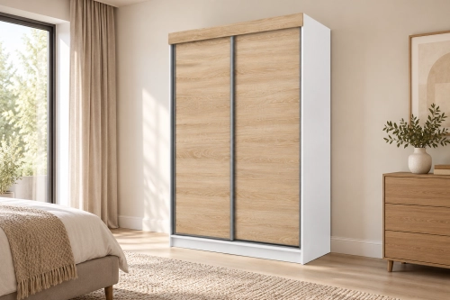 Szafa przesuwna MOON 125 cm - matowe kolory/drewnopodobne