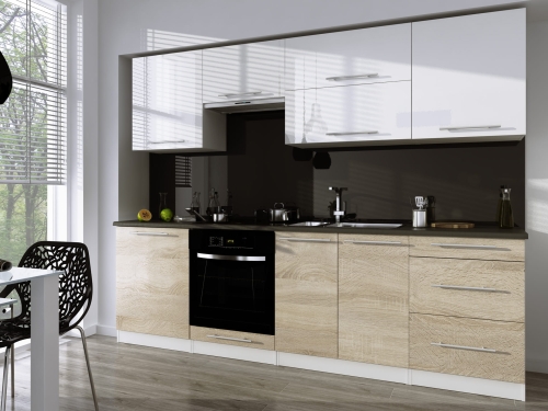 Kuchnia ROXI 2,60 m - połysk MDF + laminat