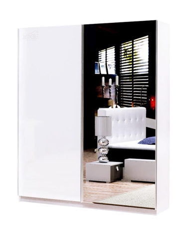 szafa przesuwna na wymiar szerokość do 270 cm, wysokość do 245 cm,  biały szkło lacobel z lustrem