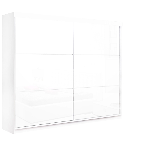 szafa przesuwna na wymiar wysokość do 278 cm, szerokość do wyboru do 500 cm, biały połysk MDF, szprosy