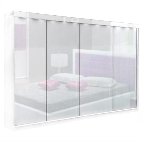 szafa przesuwna na wymiar - konfigurator - wysokość do 278 cm, szerokość do 500 cm, biały połysk MDF