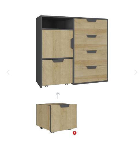 Komoda młodzieżowa NANO NA8 90 cm garfit+dąb riviera