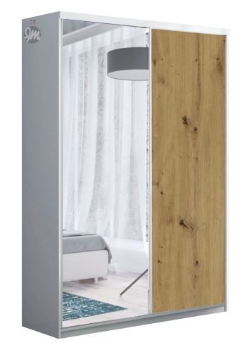 BIMAK 2 drzwi, lustro, korpus biały mat, front dąb artisan.jpg