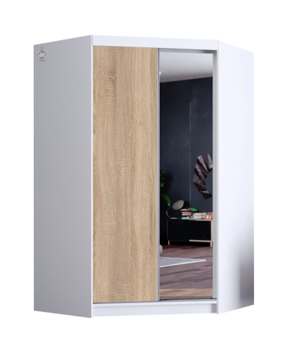 szafa narożna korpus biały mat, lustro, dąb sonoma.jpg