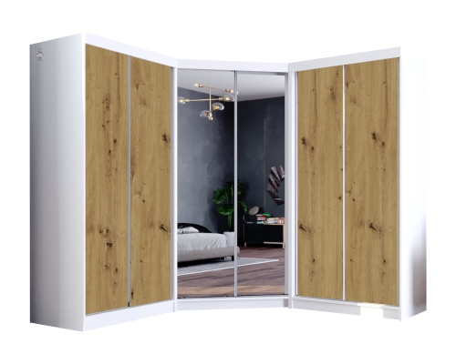 garderoba narożna MOON korpus biały mat, lustro, dąb artisan.jpg