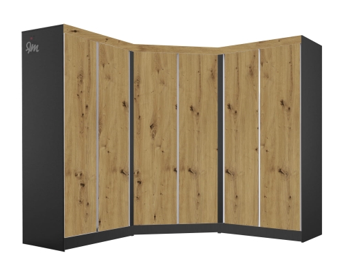 garderoba narożna MOON korpus czarny mat, dąb artisan.jpg