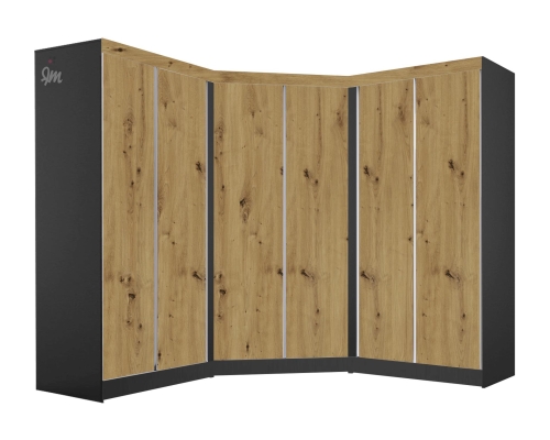 mini garderoba narożna MOON korpus czarny mat, dąb artisan.jpg