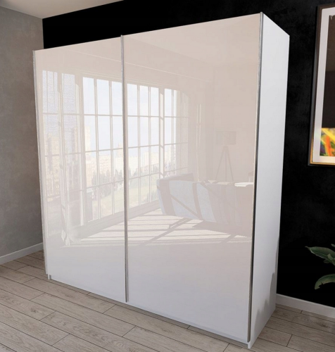 Szafa dwudrzwiowa przesuwna ENZO 200 cm - biały połysk MDF