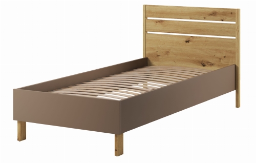 Łóżko 90 cm ze stelażem LENNY LY-10 dąb artisan/beż/truflowy
