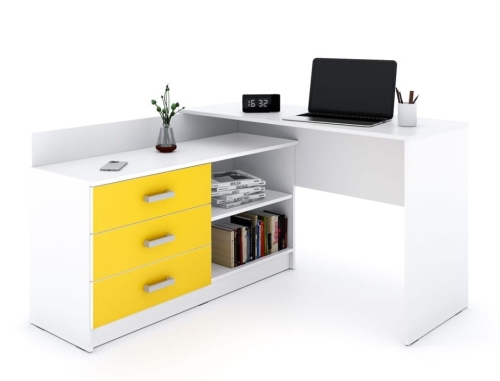 Biurko narożne KIKI od JustMeble - żółty mat.jpg