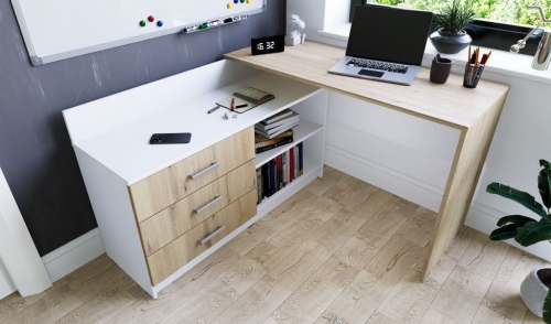 Biurko narożne KIKI od JustMeble - białe+ dąb artisan 2.jpg