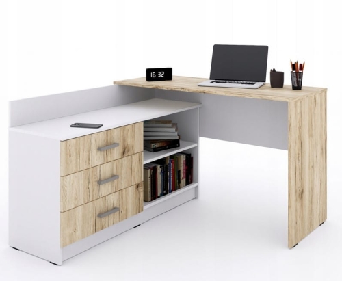 Biurko narożne KIKI od JustMeble - białe+ dąb artisan na białym tle.jpg