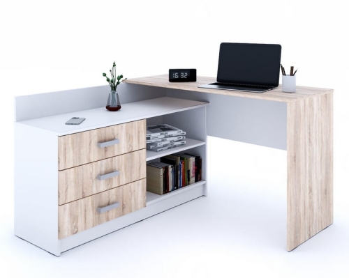 Biurko narożne KIKI od JustMeble - białe+ dąb sonoma na białym tle.jpg