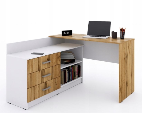 Biurko narożne KIKI od JustMeble - białe+ dąb wotan na białym tle 2.jpg