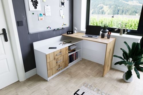 Biurko narożne KIKI od JustMeble - białe+ dąb wotan.jpg