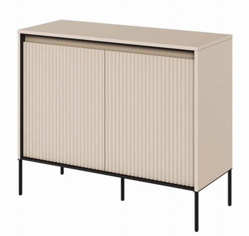 Beżowa ryflowana komoda TREND TR-02 - do salonu 98 cm LED