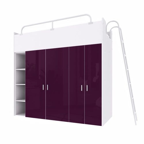 Łóżko piętrowe z drabinką KIKI 2 (80x190cm) fronty fioletowy połysk