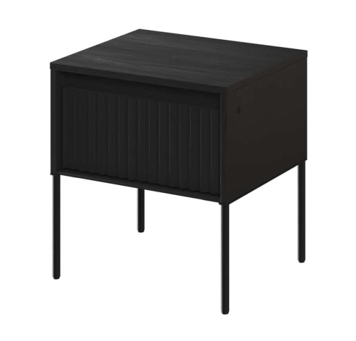 Czarny stolik nocny z szufladą na czarnych nóżkach LED TREND TR-10