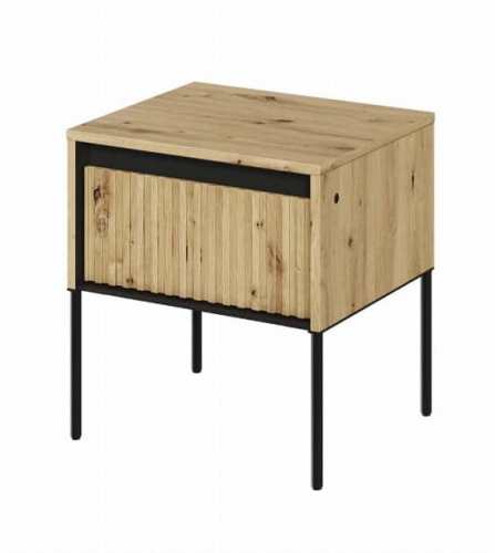 Stolik nocny z szufladą na czarnych nóżkach dąb artisan LED TREND TR-10