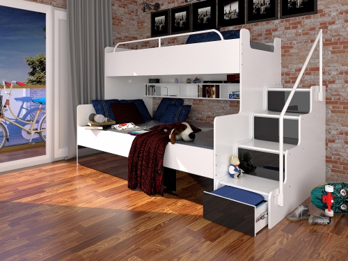 ŁÓŻKO PIĘTROWE KIKI 3 PODWÓJNE SPANIE CZARNY POŁYSK (2).jpg