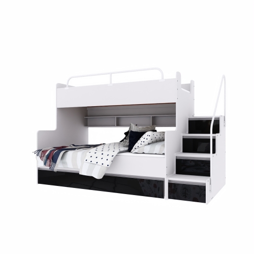 ŁÓŻKO PIĘTROWE KIKI 3 PODWÓJNE SPANIE CZARNY POŁYSK (3).jpg