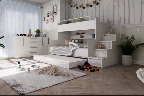 KIKI 3 MAX z dodatkowym spaniem - wysuwana szuflada biały połysk (1).jpg