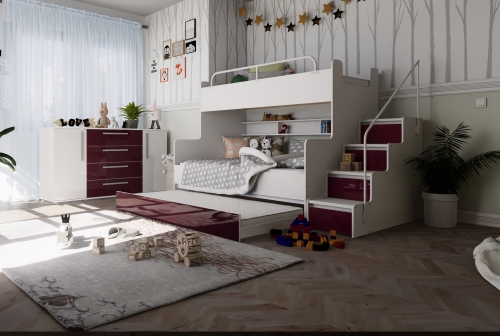 KIKI 3 MAX z dodatkowym spaniem - wysuwana szuflada fioletowy połysk (1).jpg