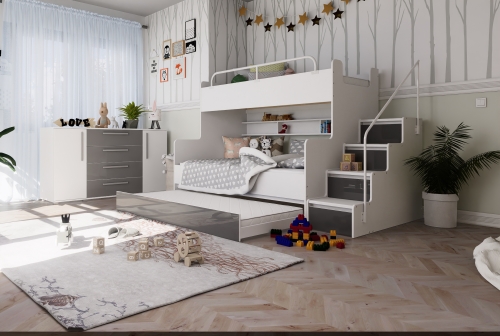 KIKI 3 MAX z dodatkowym spaniem - wysuwana szuflada szary połysk (2).jpg