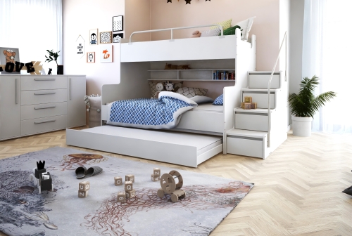 Łóżko piętrowe KIKI3 MAX różne kolory matowe, BIAŁY MAT (1).jpg