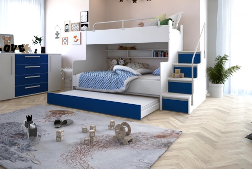 Łóżko piętrowe KIKI3 MAX różne kolory matowe, NIEBIESKI MAT (2).jpg