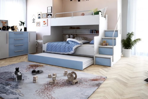 Łóżko piętrowe KIKI3 MAX różne kolory matowe, JASNONIEBIESKI MAT (3).jpg
