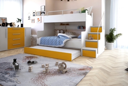 Łożko piętrowe KIKI 3 MAX z dodatkowym spaniem 3/4 osobowe - różne kolory mat