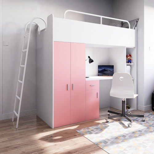 Łóżko piętrowe KIKI4 z drabinką 80x190 - różowy MAT  (3).jpg