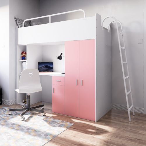 Łóżko piętrowe KIKI 4 (80x190 cm) z biurkiem i drabinką - różne kolory MAT