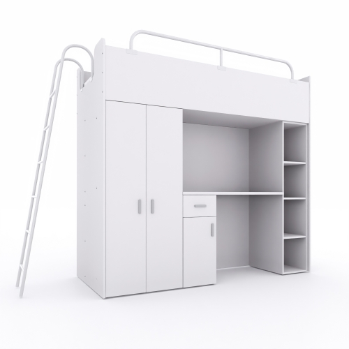 Łóżko piętrowe KIKI4 z drabinką 80x190 - biały MAT (1).jpg