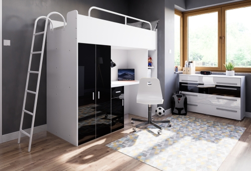 KIKI4 rozmiar 80x190 cm z biurkiem i drabinka CZARNY POŁYSK (2).jpg