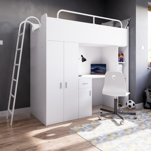 Łóżko piętrowe KIKI4 z drabinką 80x190 - biały MAT (2).jpg