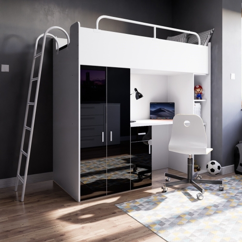 KIKI4 rozmiar 80x190 cm z biurkiem i drabinka CZARNY POŁYSK (4).jpg