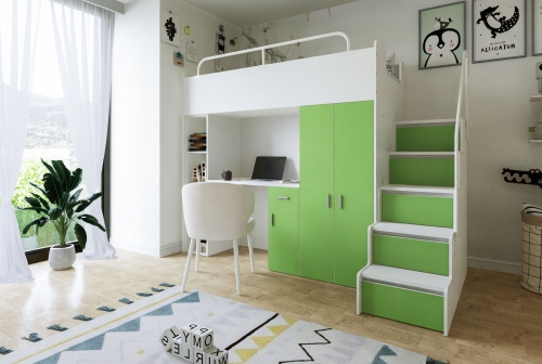 KIKI4 rozmiar 80x190 ze schodkami i biurkiem limonkowy MAT (2).jpg