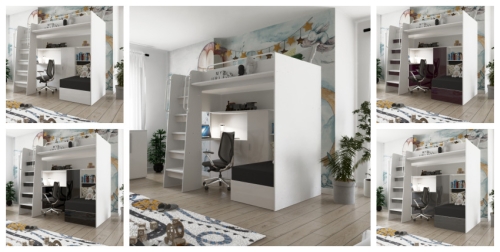 Łóżko piętrowe KIKI7 90x200 połysk różne kolory.JPG