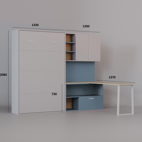 LUMIO FLEXI BED półkotpczan z biurkiem