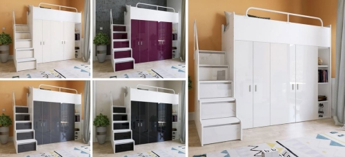 łóżko piętrowe KIKI 2 90x200 połysk kolory kolaz.JPG