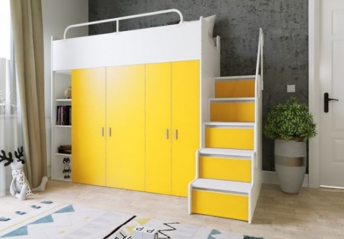 KIKI2 90x200 MAX ze schodkami żółty mat (3)1.JPG