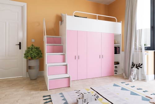 KIKI2 90x200 MAX ze schodkami różowy mat (6).jpg