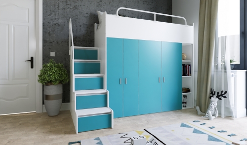 łóżko piętrowe kiki2 max 90x200 cm kolor turkusowy mat (3).jpg