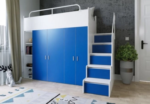 łóżko piętowe kiki2 rozmiar 90x200 ze schodkami niebieski mat (3)1.JPG